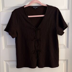 Modern Works Crinkle Tie Bow Shirt SZ S